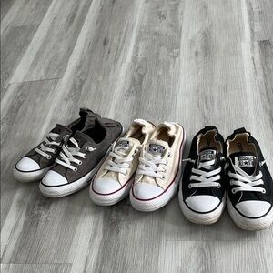 Converse Low Top Sneakers in Black, Cream, and Gray